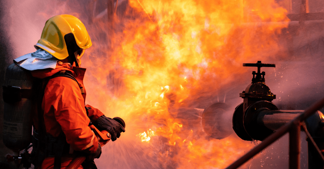 Firemen putting out a fire